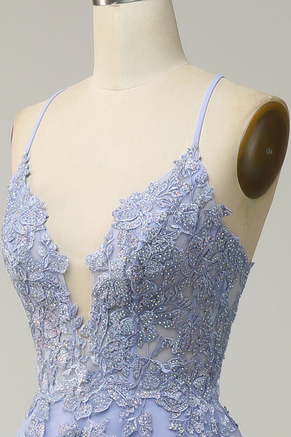 Tirantes de Espagueti A Línea Púrpura Vestido de Fiesta