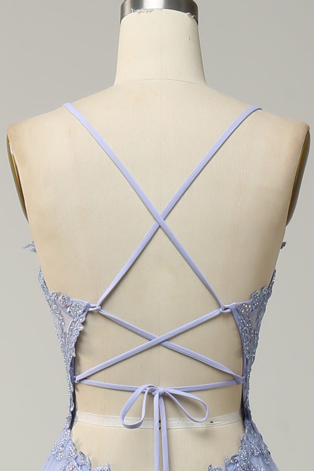 Tirantes de Espagueti A Línea Púrpura Vestido de Fiesta