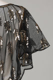 Lentejuelas Golden Glitter 1920s Cape con abalorios