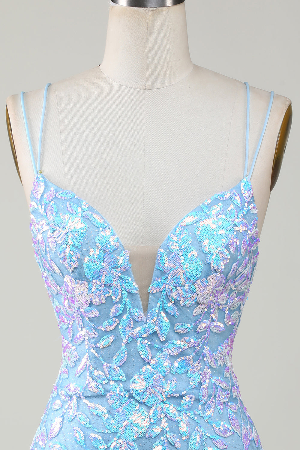 Bodycon Spaghetti Straps Vestido de fiesta con Aqqliques