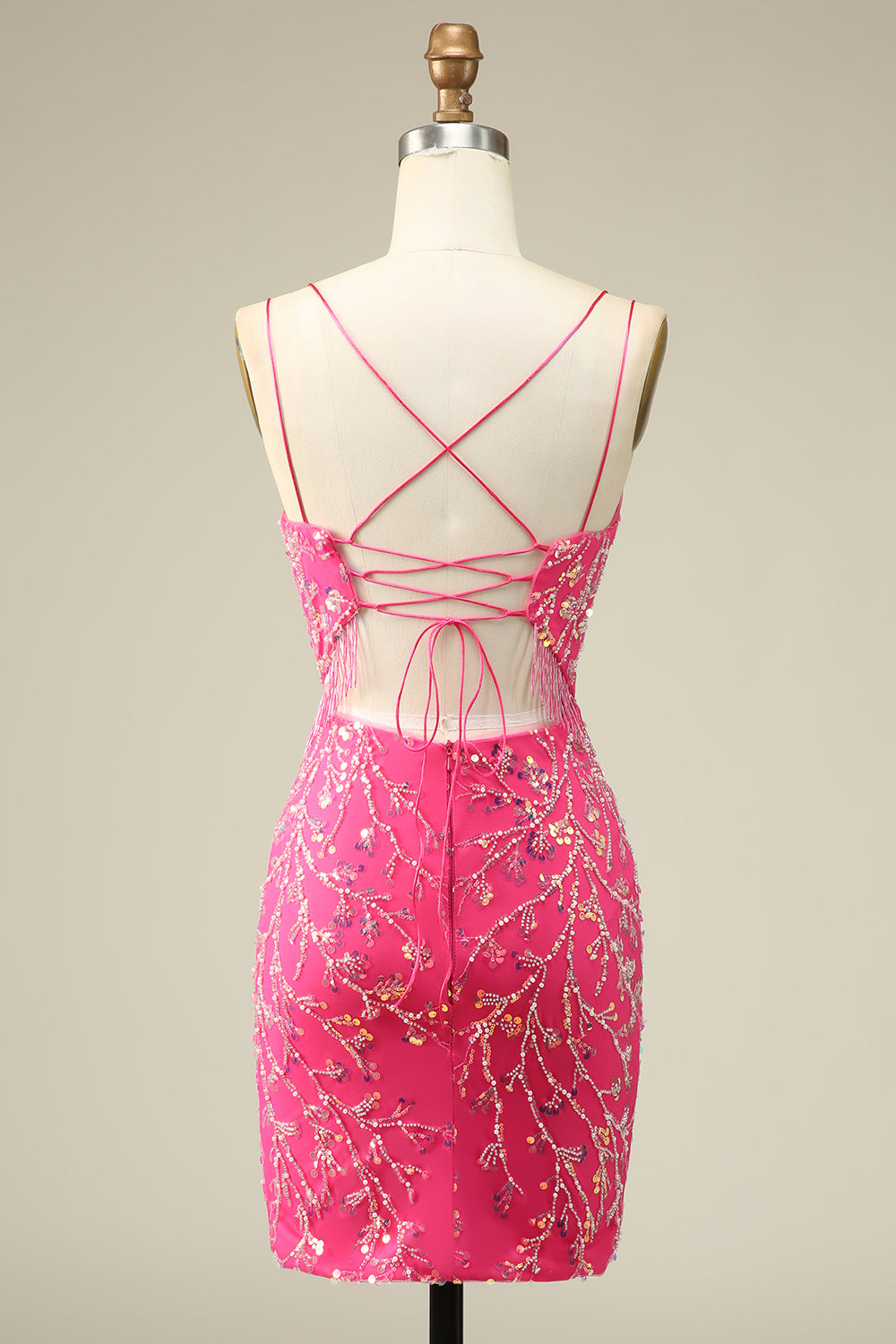 Elegante vestido de regreso a casa ajustado con corsé trasero con borla