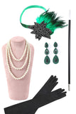 Conjuntos de accesorios de fiesta verdes de la década de 1920