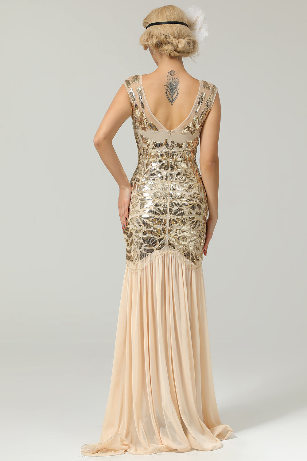 Verde Oscuro Vestido de la década de 1920