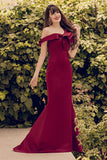 One Shoulder Mermaid Vestido de fiesta de borgoña