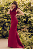 One Shoulder Mermaid Vestido de fiesta de borgoña