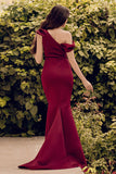 One Shoulder Mermaid Vestido de fiesta de borgoña
