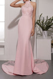 Vestido de dama de honor de sirena rosa