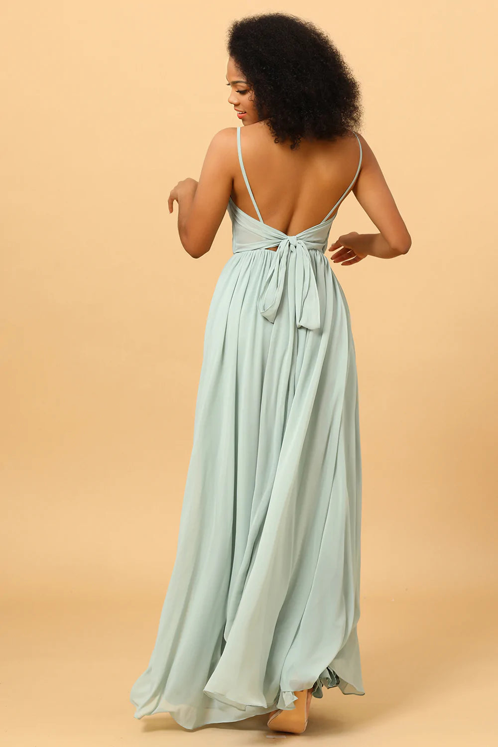 Vestido de Dama de Honor Verde Claro A-Línea