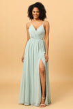 Vestido de Dama de Honor Verde Claro A-Línea