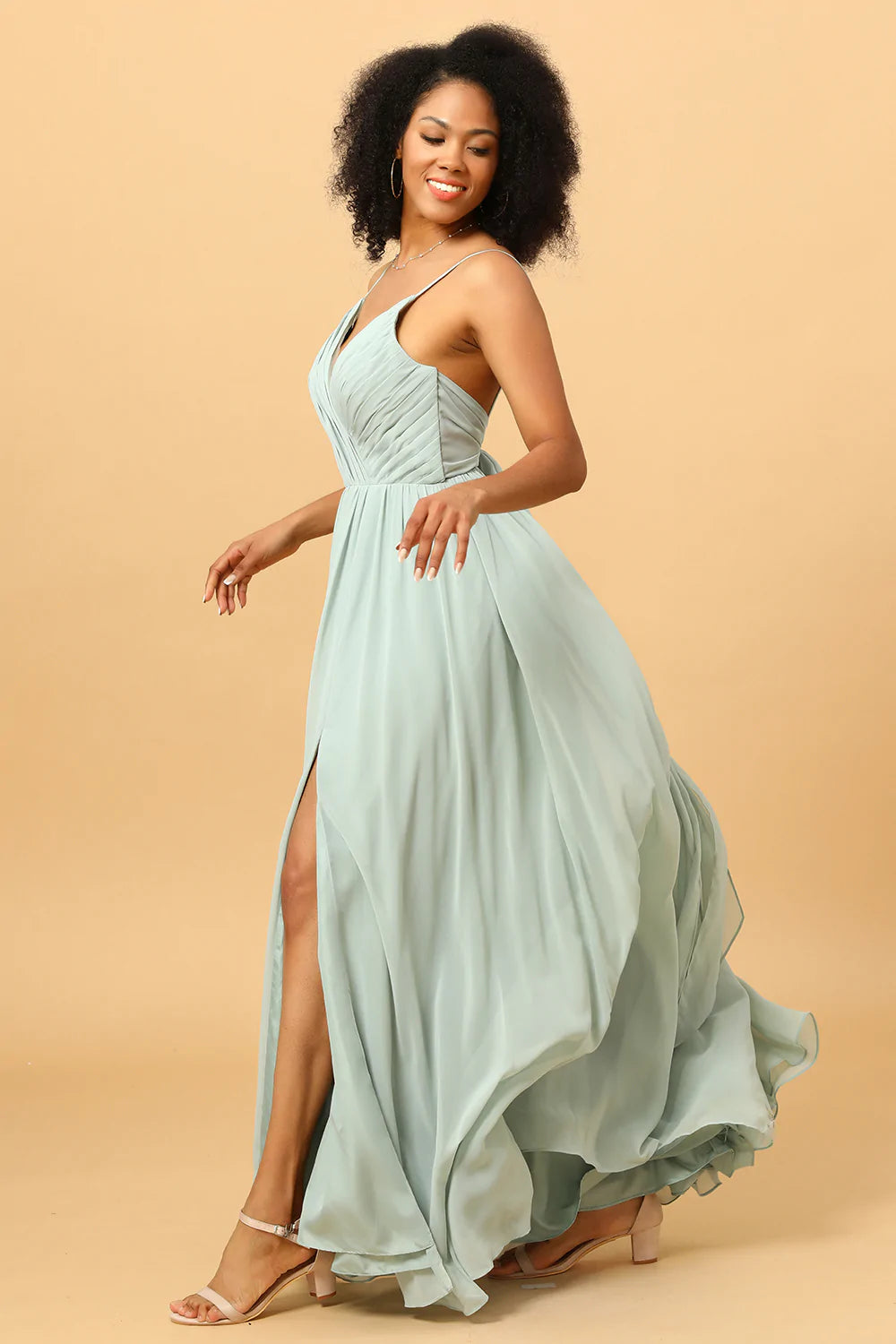 Vestido de Dama de Honor Verde Claro A-Línea
