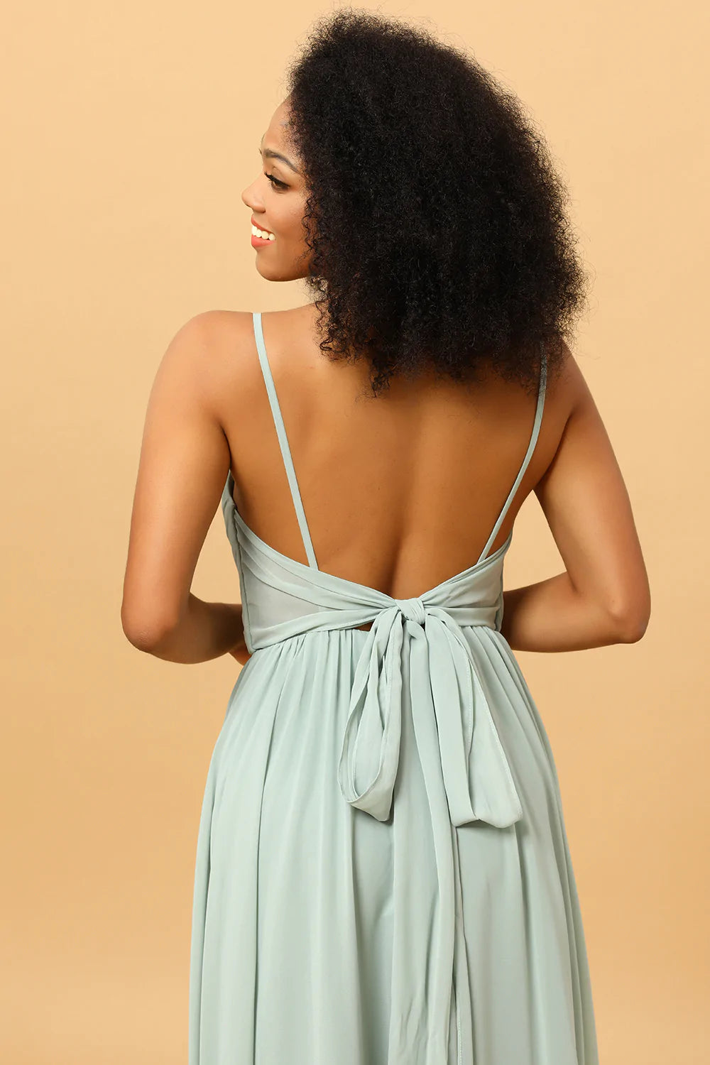 Vestido de Dama de Honor Verde Claro A-Línea