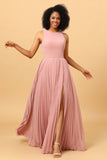 Vestido de dama de honor gasa larga rosa