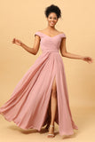 Vestido de Dama de Honor Rosa A Línea