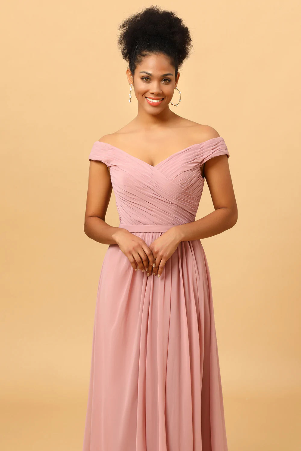 Vestido de Dama de Honor Rosa A Línea