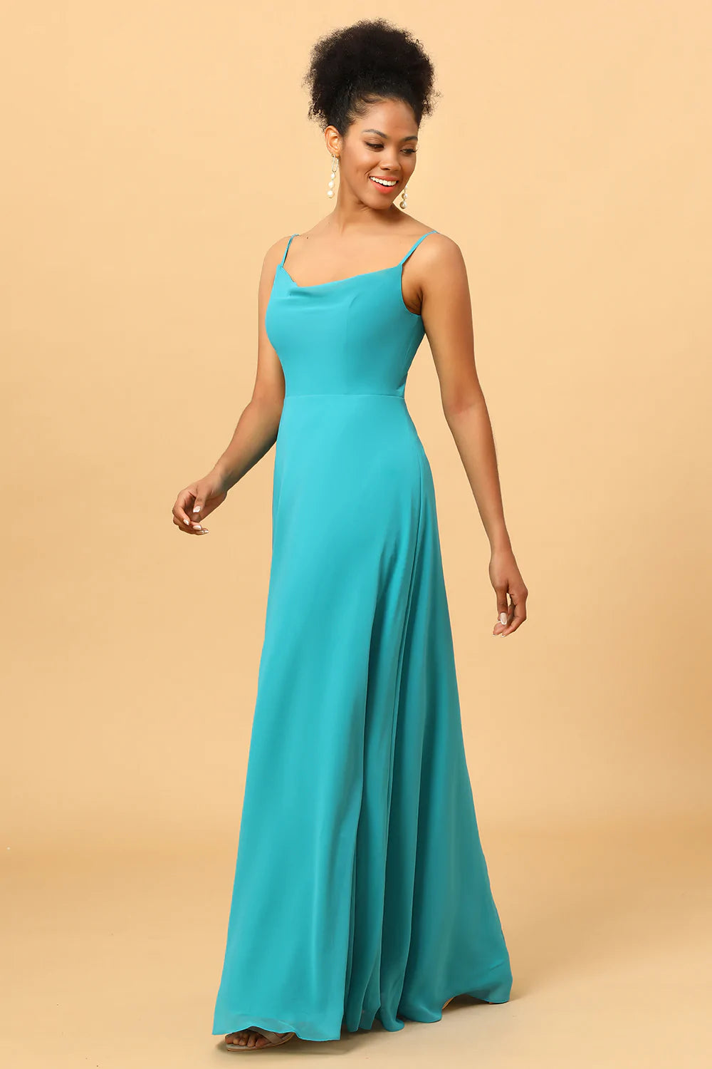 Correas de Espagueti Jade Vestido de Dama de Honor