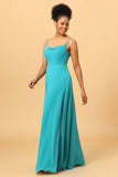 Correas de Espagueti Jade Vestido de Dama de Honor