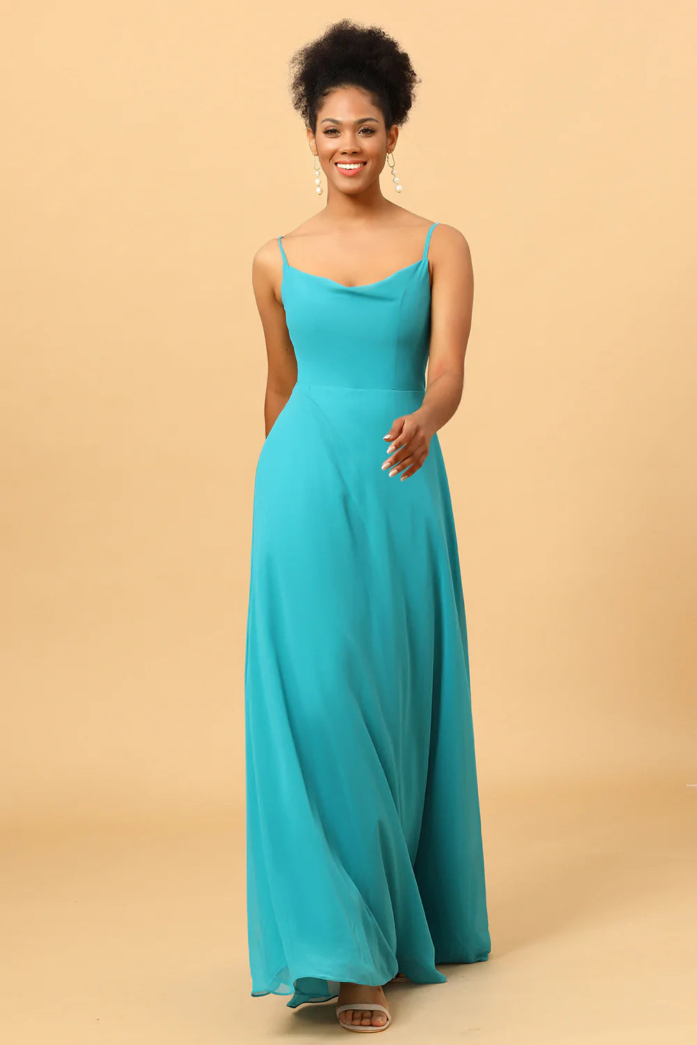 Correas de Espagueti Jade Vestido de Dama de Honor