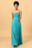 Correas de Espagueti Jade Vestido de Dama de Honor