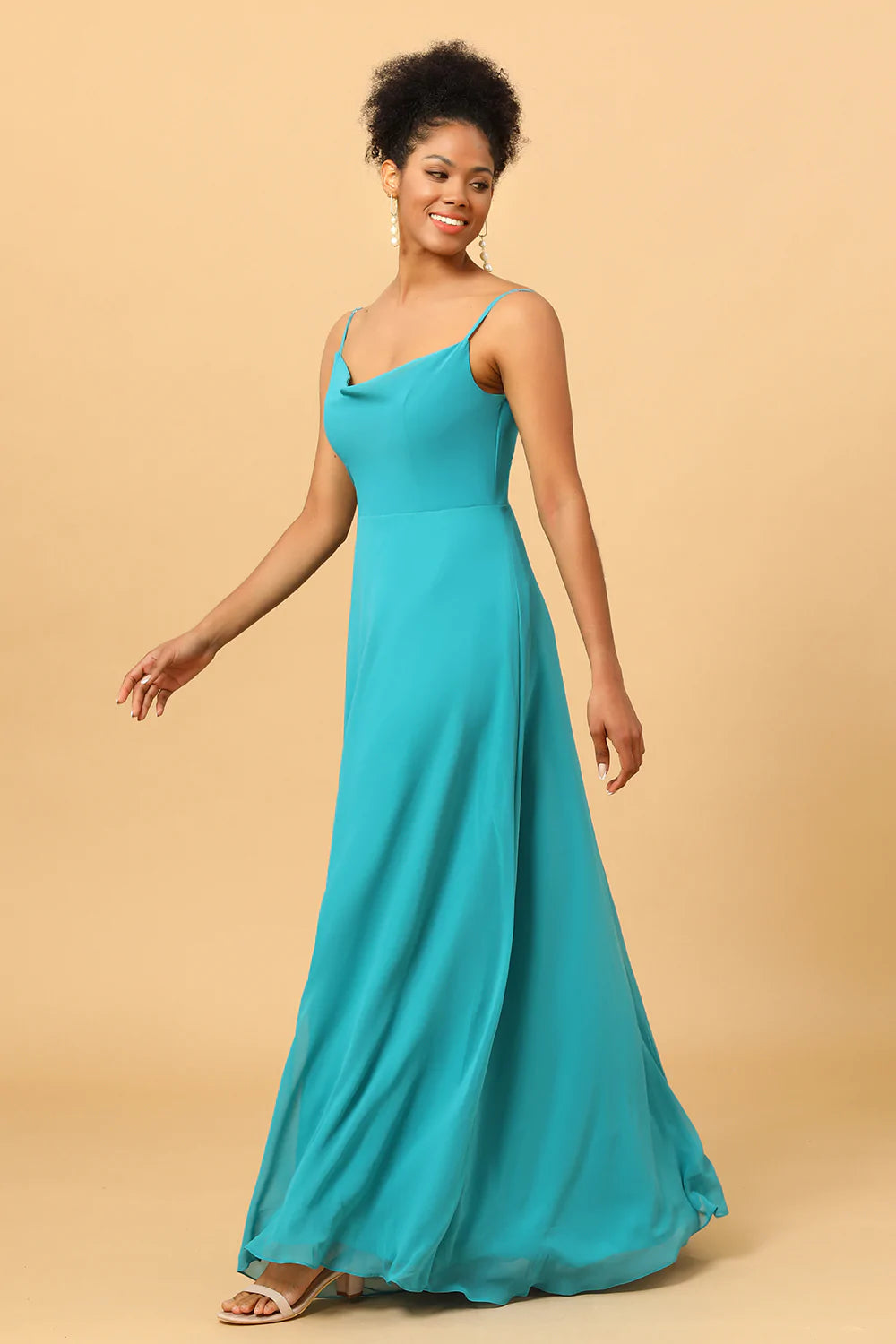 Correas de Espagueti Jade Vestido de Dama de Honor