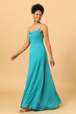 Correas de Espagueti Jade Vestido de Dama de Honor