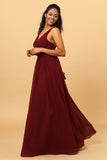 A-Línea Borgoña Vestido de Dama de Honor