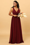 A-Línea Borgoña Vestido de Dama de Honor