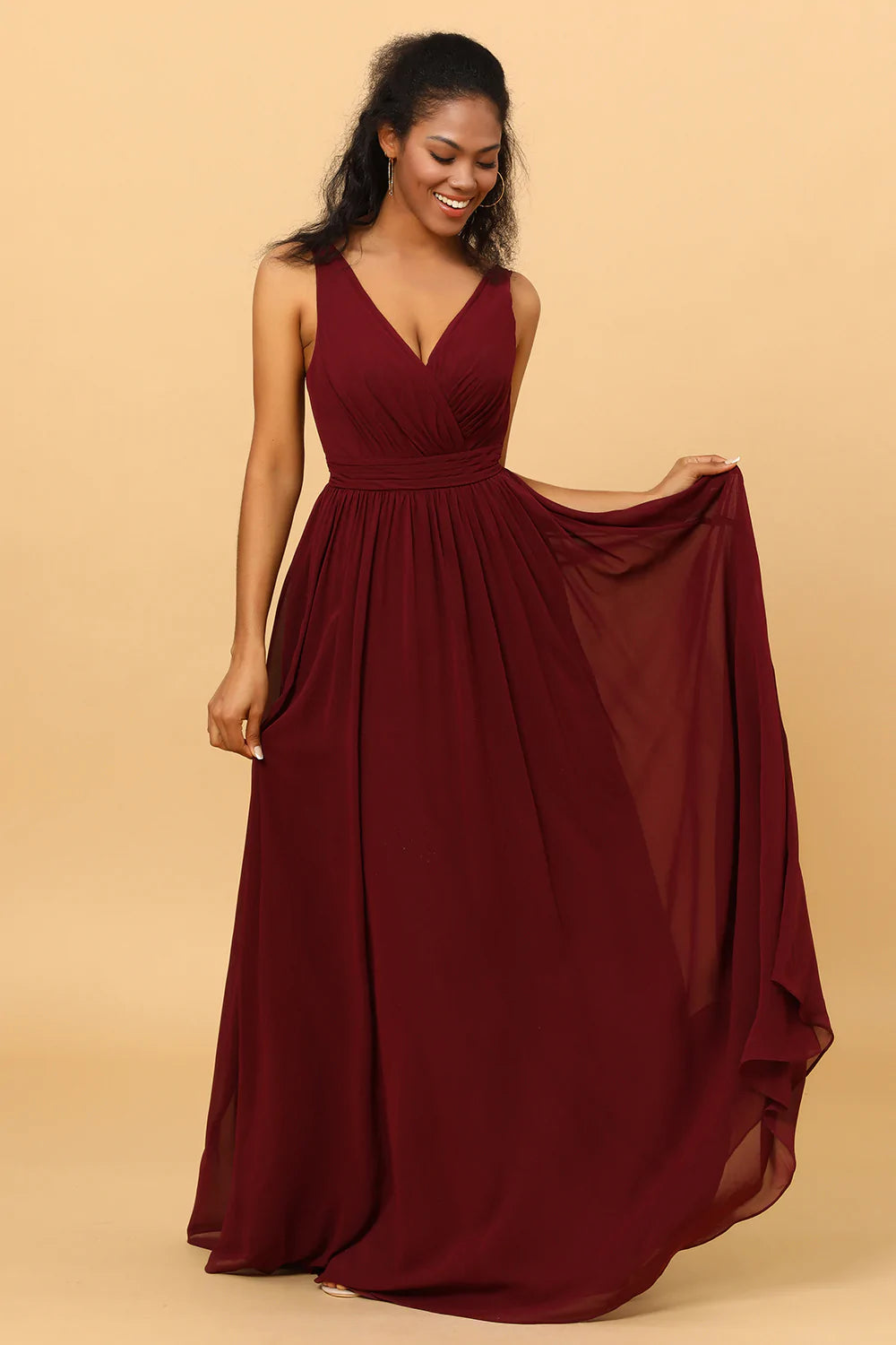A-Línea Borgoña Vestido de Dama de Honor