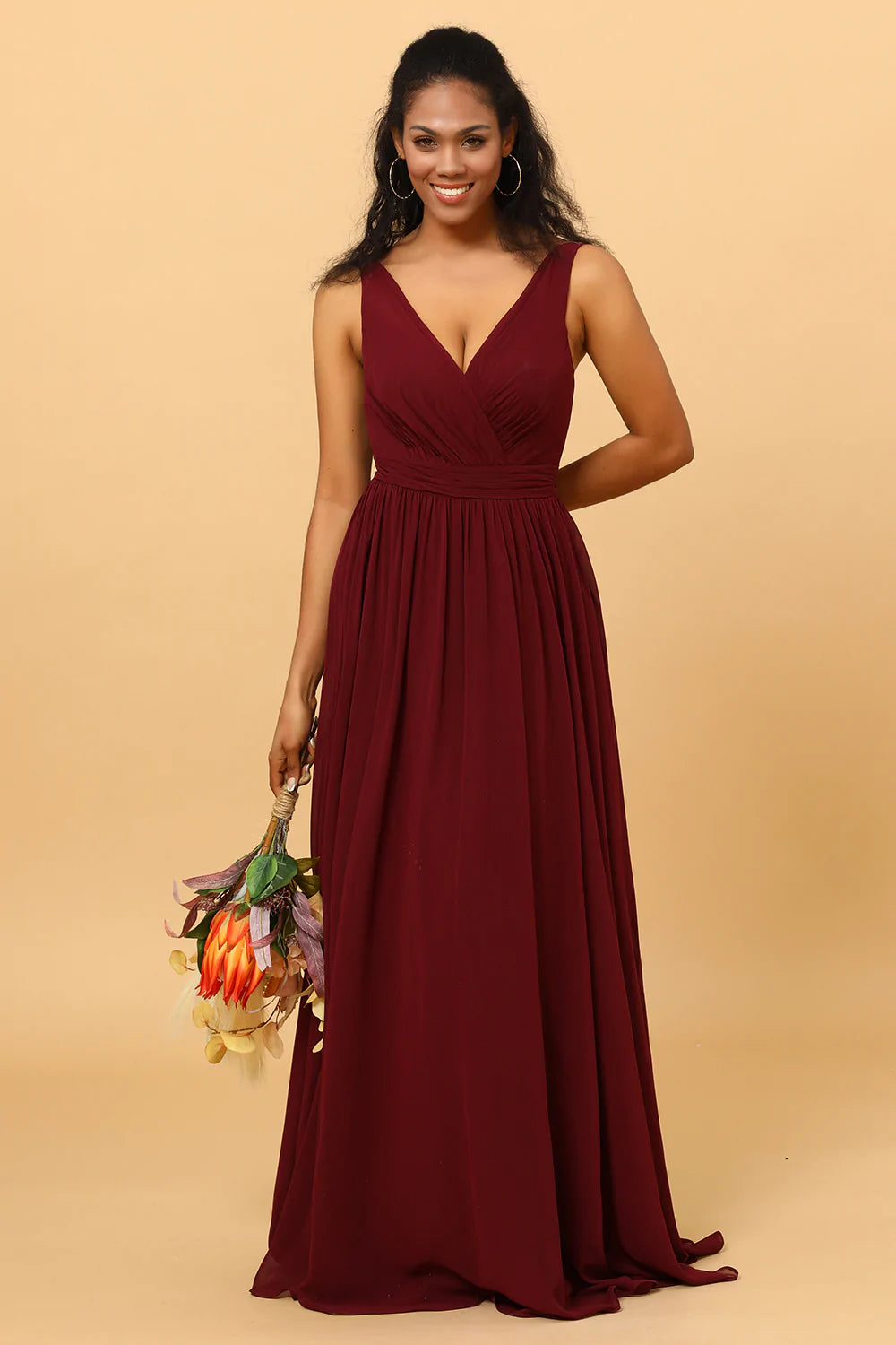 A-Línea Borgoña Vestido de Dama de Honor