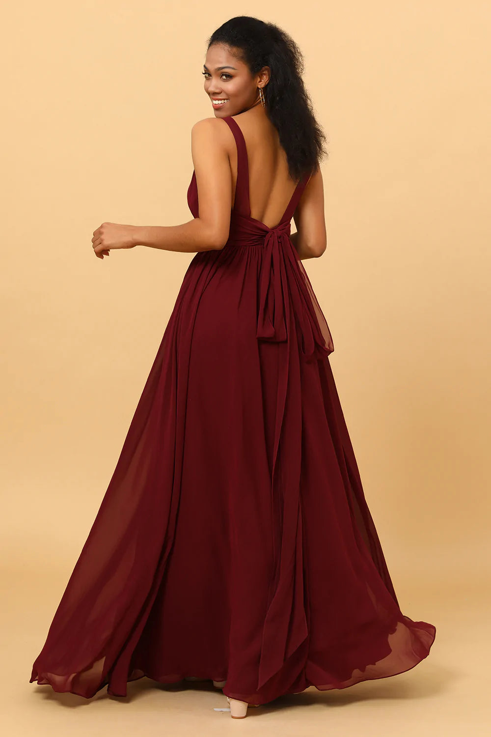 A-Línea Borgoña Vestido de Dama de Honor
