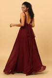 A-Línea Borgoña Vestido de Dama de Honor