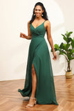 Verde oscuro vestido de dama de honor encaje