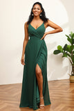 Verde oscuro vestido de dama de honor encaje