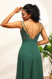 Verde oscuro vestido de dama de honor encaje