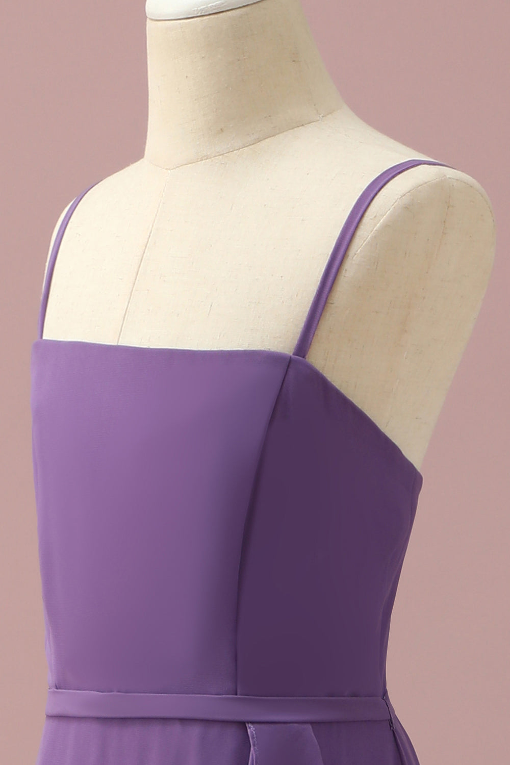 Púrpura Tirantes de Espagueti Vestido Dama de Honor