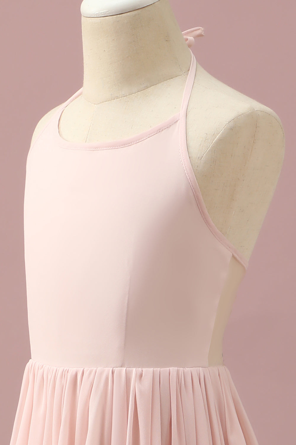 Rosa Claro Halter Vestido Dama de Honor Alto Bajo