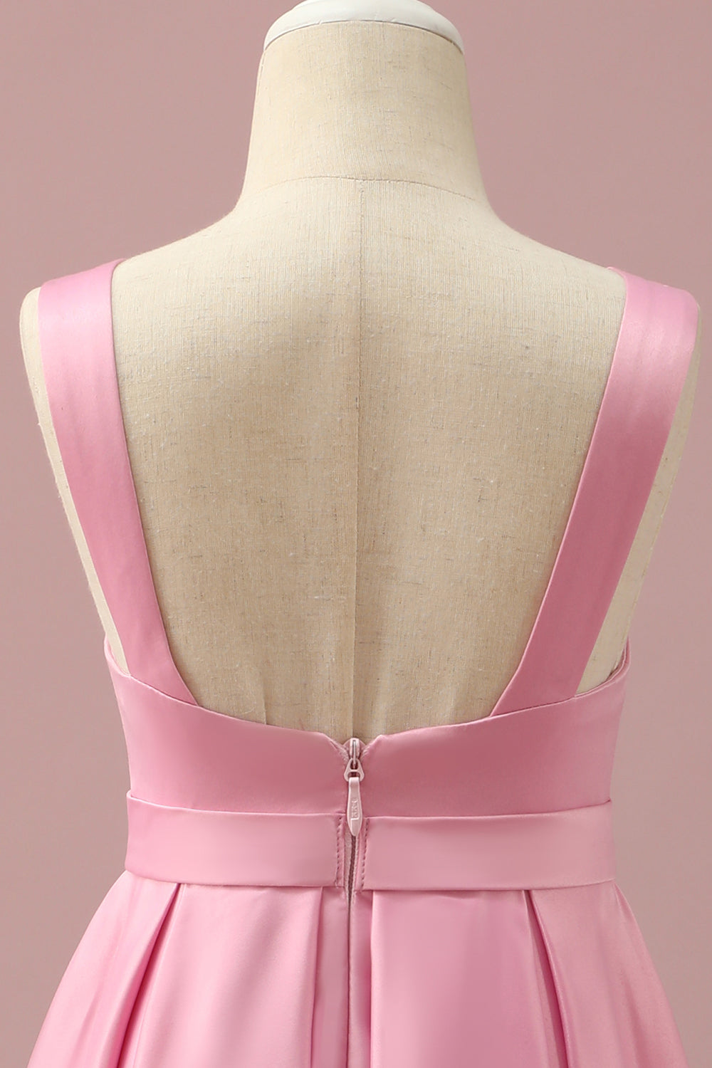 Vestido Dama de Honor Junior Satén Rosa Alto Bajo