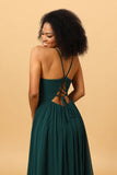Verde Tirantes de Espagueti Vestido de Dama de Honor