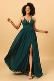 Verde Tirantes de Espagueti Vestido de Dama de Honor