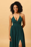 Verde Tirantes de Espagueti Vestido de Dama de Honor