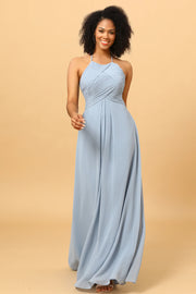 Halter Azul Vestido de Dama de Honor