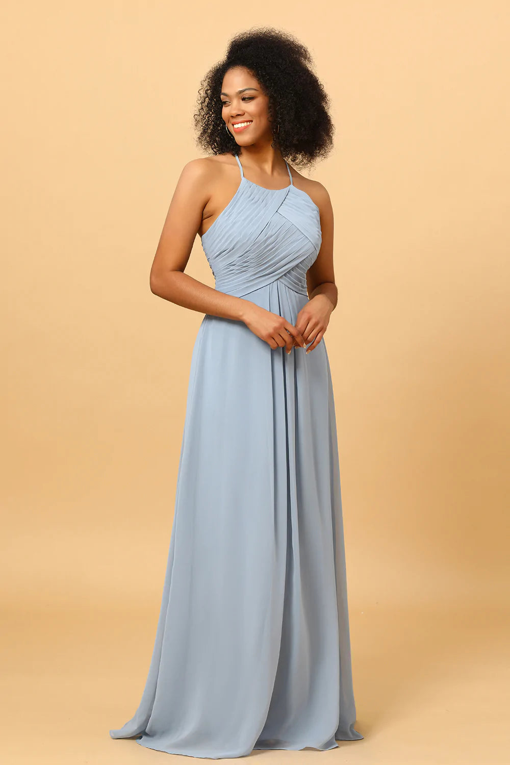 Halter Azul Vestido de Dama de Honor