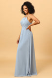 Halter Azul Vestido de Dama de Honor