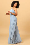 Halter Azul Vestido de Dama de Honor