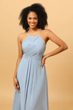 Halter Azul Vestido de Dama de Honor