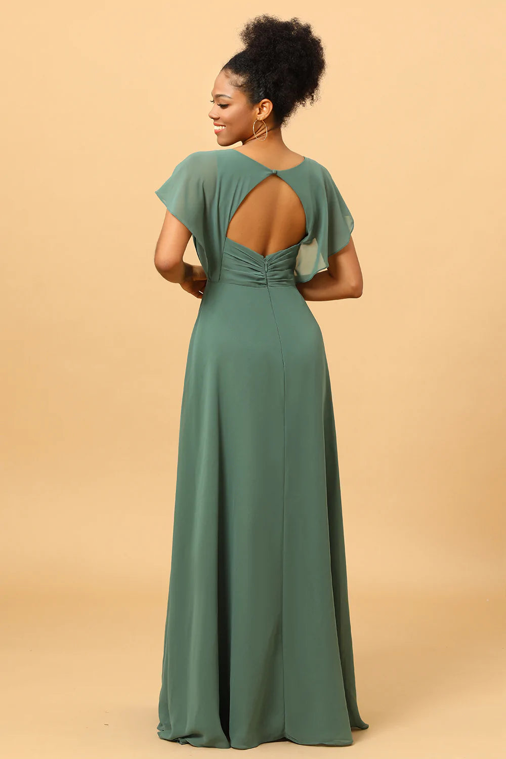 Vestido de Dama de Honor Verde A-Línea