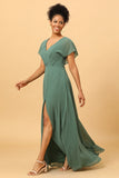 Vestido de Dama de Honor Verde A-Línea