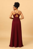 A-Línea Vestido de Dama de Honor Borgoña