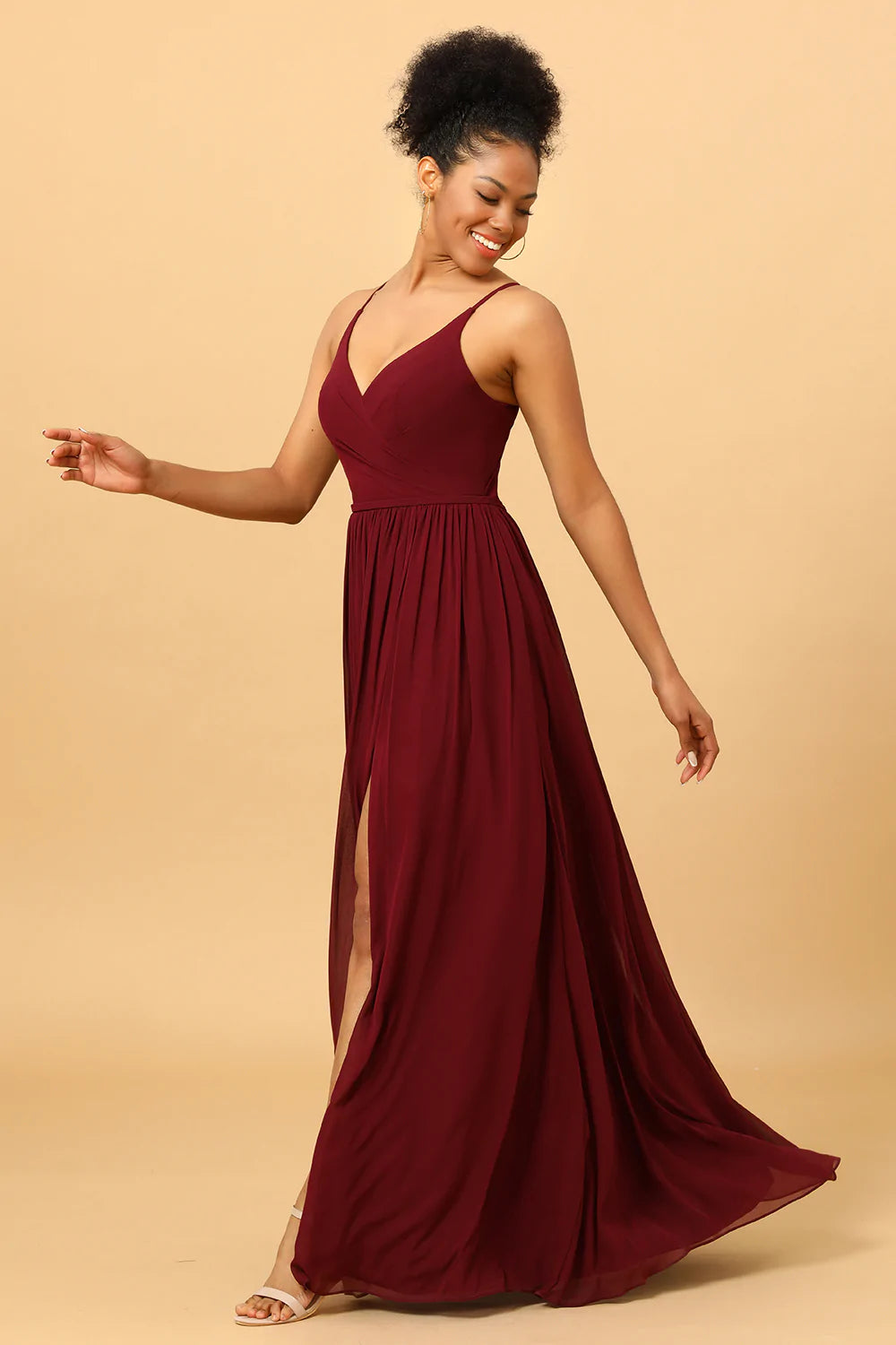 A-Línea Vestido de Dama de Honor Borgoña