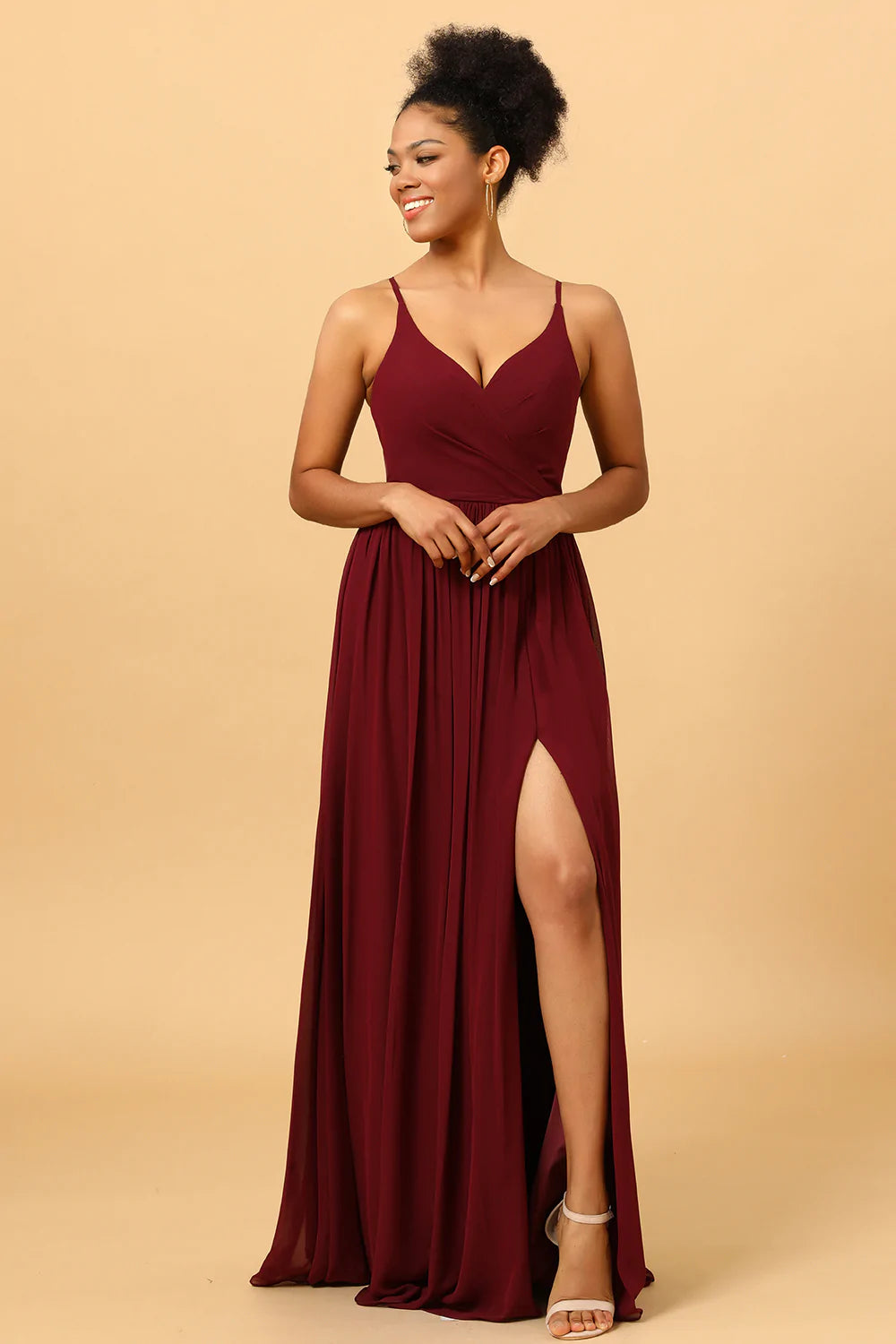 A-Línea Vestido de Dama de Honor Borgoña