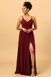 A-Línea Vestido de Dama de Honor Borgoña